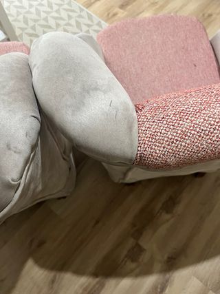 Pareja de sillones vintage rosa y beige