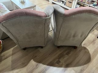 Pareja de sillones vintage rosa y beige
