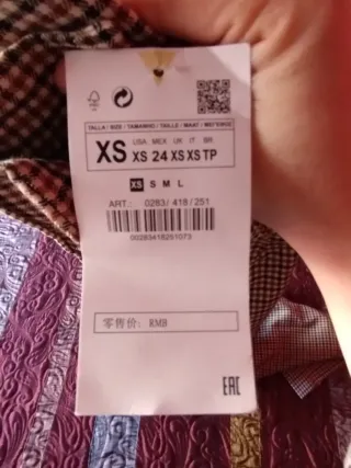 Falda midi cuadros marrón talla XS