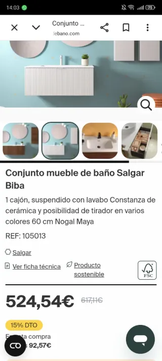 Mueble baño SALGAR COLOR BLANCO