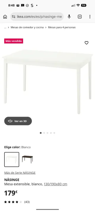 Mesa Nasinge IKEA Blanca