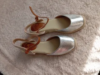 Alpargatas cuña Moda España Plata