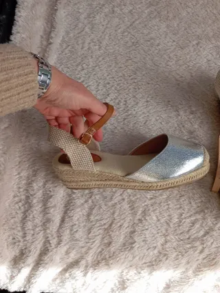 Alpargatas cuña Moda España Plata