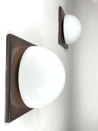 Pareja Apliques Vintage 70s Marrón Blanco