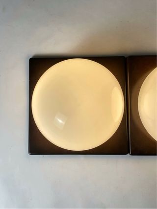 Pareja Apliques Vintage 70s Marrón Blanco