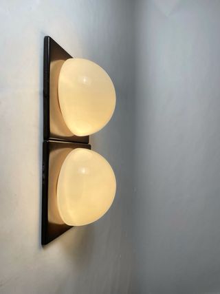 Pareja Apliques Vintage 70s Marrón Blanco