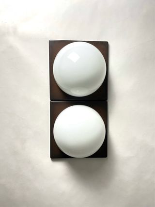 Pareja Apliques Vintage 70s Marrón Blanco