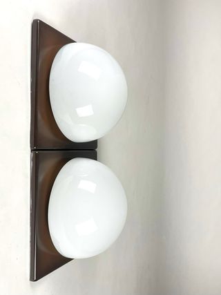 Pareja Apliques Vintage 70s Marrón Blanco