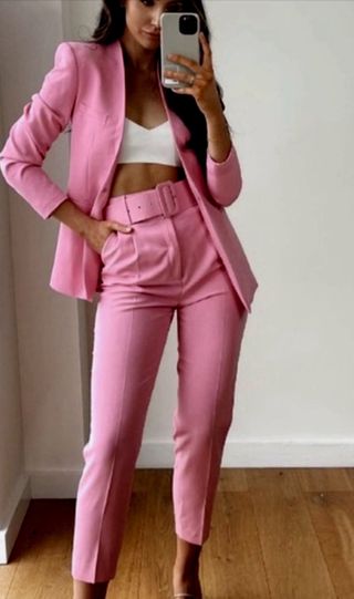 Pantalón Zara Talla M Rosa