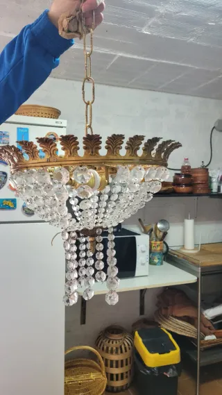 Lámpara de techo colgante de cristal y metal