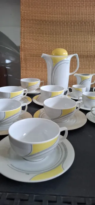 Set Tazzine Caffè Teiera Vintage Porcellana