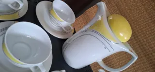 Set Tazzine Caffè Teiera Vintage Porcellana