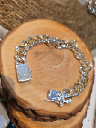 Pulsera eslabones plata bicolor