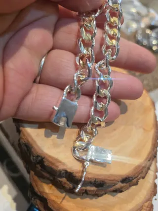 Pulsera eslabones plata bicolor