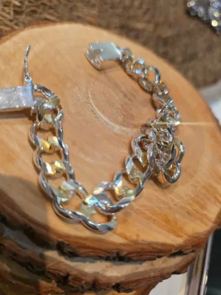 Pulsera eslabones plata bicolor