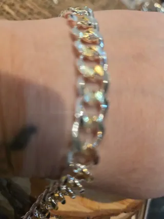 Pulsera eslabones plata bicolor