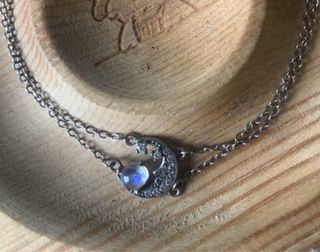 Pulsera Plata Doble Cadena Piedra Luna