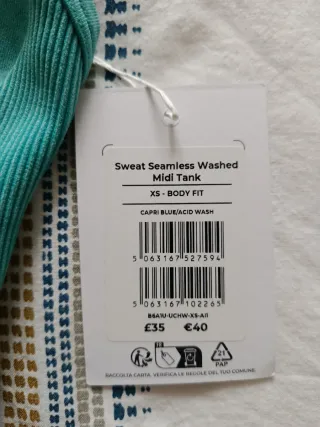 Top deportivo Gymshark azul talla XS