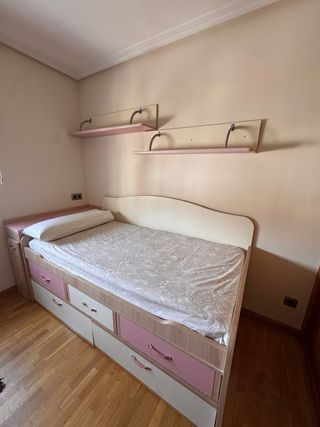 Cama juvenil con cajones con escritorio y baldas