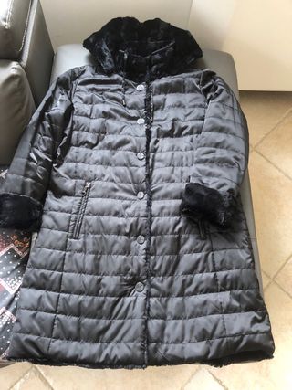 Cappotto vintage nero in eco pelliccia double-face