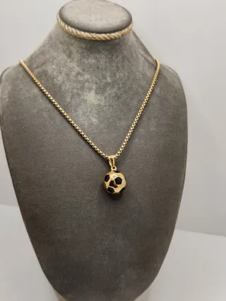 Colgante Balón Fútbol Acero Quirúrgico Chapado Oro