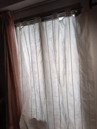 Tenda in tela bianca e avorio con righe verticali, 150 cm di larghezza x