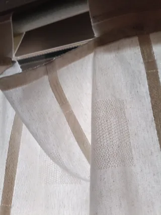 Tenda in tela bianca e avorio con righe verticali, 150 cm di larghezza x