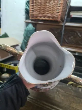 Antiguo Jarrón Porcelana Multicolor