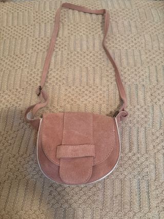 Bolso bandolera rosa ante