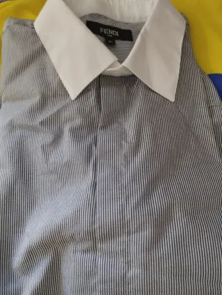 Camicia Fendi righe grigio nero colli bianchi 42
