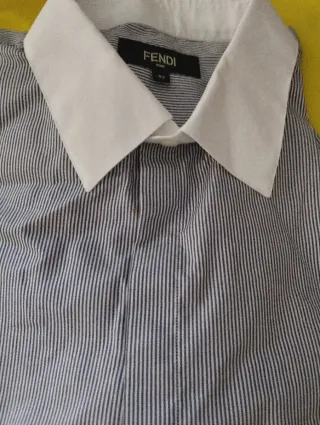 Camicia Fendi righe grigio nero colli bianchi 42