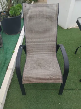 4 Sillas Comedor Jardín Beige y Negro