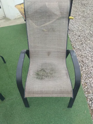 4 Sillas Comedor Jardín Beige y Negro