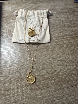 Collar y Anillo Vestopazzo Corazón Dorado