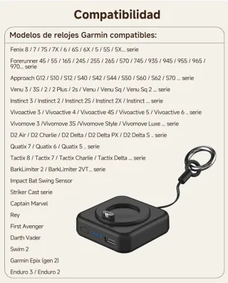 Cargador Portátil para Reloj Garmin