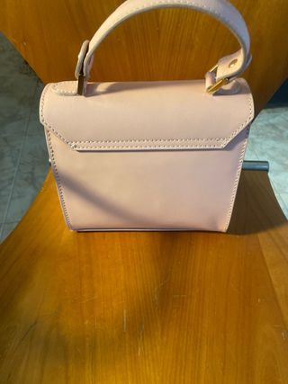 Bolso Piel Italiano Rosa y Dorado