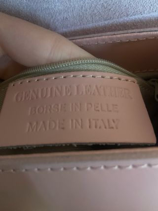 Bolso Piel Italiano Rosa y Dorado