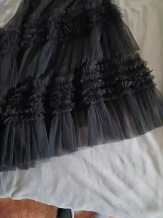 Falda negra gasa con volantes