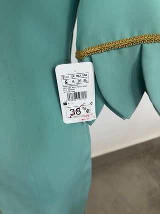 Vestido Kira verde azulado manga acampanada