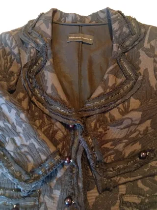 Chaqueta Purificación García Negra Encaje Talla 38