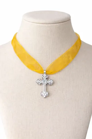 Cruz Fallera Plateada con Circonitas