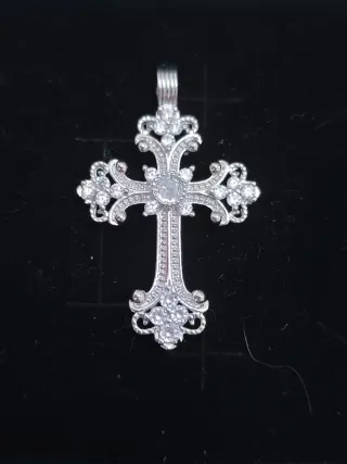 Cruz Fallera Plateada con Circonitas