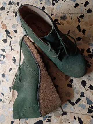 Botines verdes piel cuña Primadonna