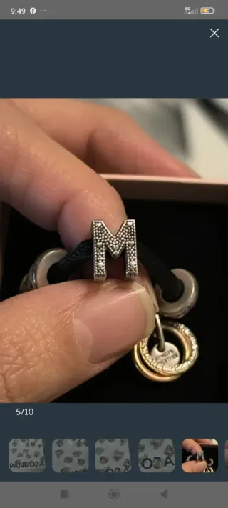 Pandora Charm Letra M Plata