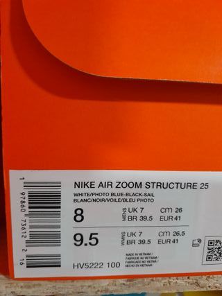 Nike Air Zoom Structure 25 White Tallas 41-42-45