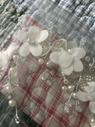 Preciosa Diadema/corona+ pasadores  plata y blanco