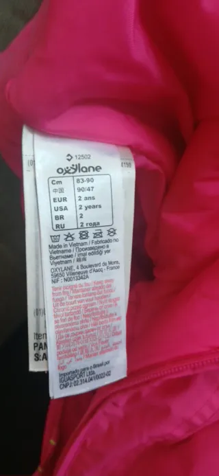 Mono de nieve Wedze rosa talla 2 años