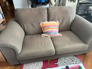 Sofá 2 plazas beige tela