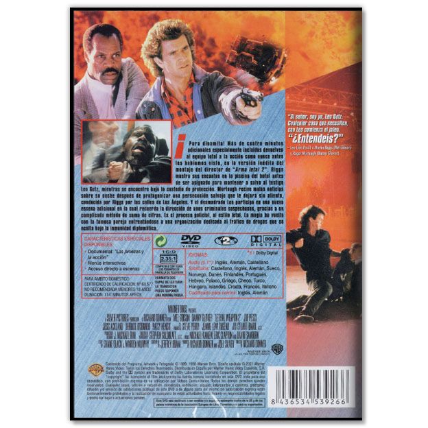 ARMA LETAL 2 (Acción, Comedia, Mel Gibson)