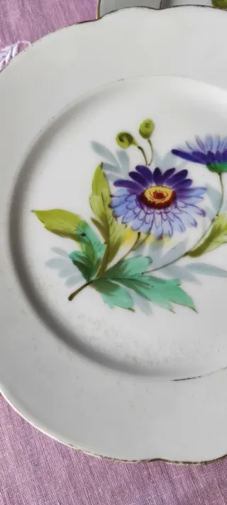 2 Piatti Decorati Fiori 1890